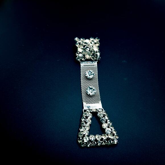 Vintage Rhinestone Mesh Brooch, Signed Nat Halpern, 1940s, 4" - Picture 8 of 9